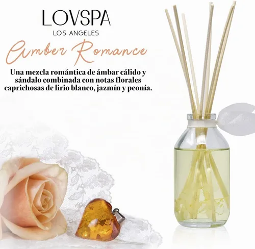 Vista 4 de Set de difusor de cañas, difusor de aceite perfumado con aroma a ámbar romántico y varillas, accesorios de fragancia para el hogar para decorar