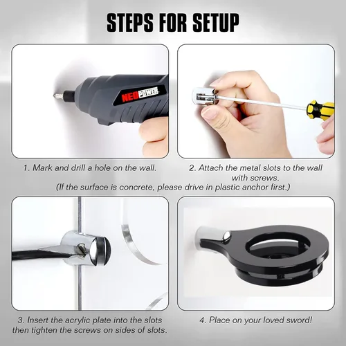 Vista 5 de KAFENDA Soporte de pared para sable de luz Soporte de pared Soporte de sable de luz Compatible con la mayoría de espadas (negro)