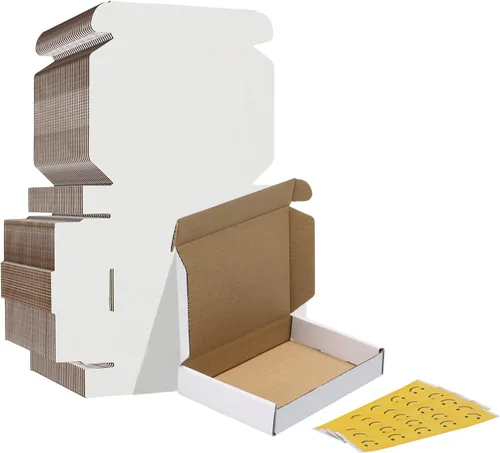 Vista 39 de HORLIMER Paquete de 40 cajas de envío de 5 x 5 x 5, caja de cartón corrugado blanco para correo, embalaje, pequeñas empresas