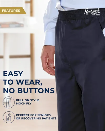 Vista 5 de Pembrook Pantalones de cintura elástica para hombre para personas mayores, pantalones adaptativos para hombres mayores, pantalones de cintura