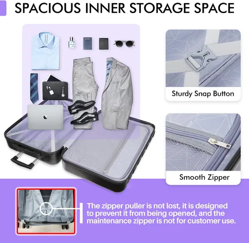 Vista 7 de AnyZip Maleta ligera de policarbonato ABS con 4 ruedas universales TSA Lock Azul oscuro