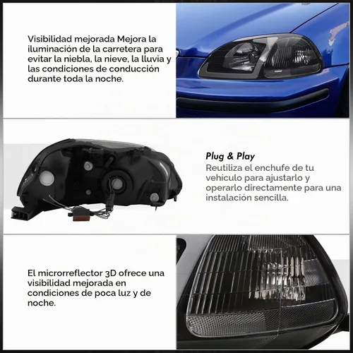 Vista 5 de AJP Distributors Conjunto de Luces LED de Señal de Giro y DRL de Esquina con Lentes Transparentes y Carcasa Negra para Parachoques Izquierda+Derecha