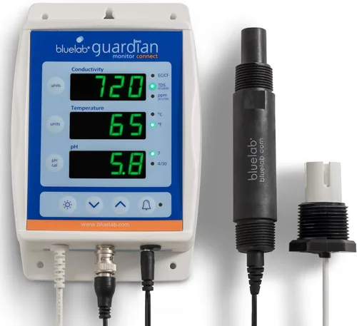 Vista 10 de Bluelab Guardian Monitor Wi-Fi en línea para mediciones de pH, temperatura y conductividad en tiempo real (TDS/PPM) en agua con calibración, medidor