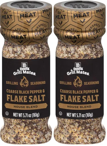Vista 15 de McCormick Grill Mates Coarse Black Pepper & Flake Salt Grilling Seasoning, 5.71 oz