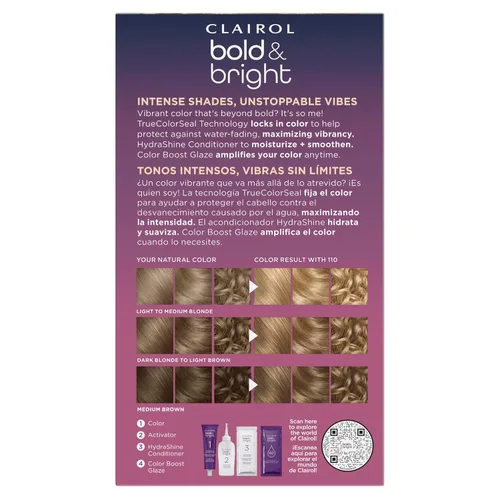 Vista 2 de Clairol Bold & Bright - Tinte permanente para el cabello, rubio claro 110, 1 unidad 110 Piña Colada
