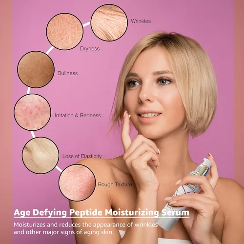 Vista 4 de Suero Hidratante Péptido Antiedad, con Retinol, Vitamina C, Aloe Vera, Anti-Envejecimiento reduce las arrugas, Uso Nocturno - 1.7 fl oz