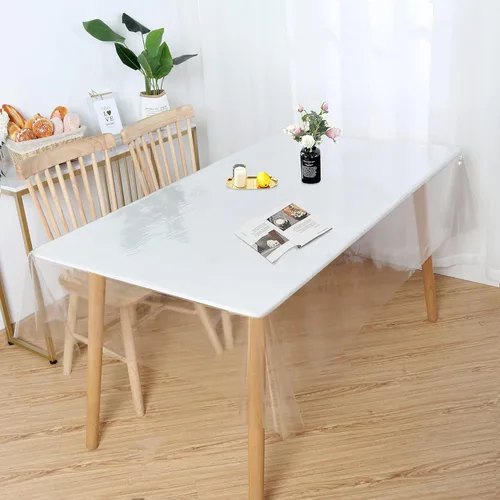 Vista 7 de Obstal Mantel de plástico transparente de 54 x 54 pulgadas, mantel de vinilo PVC 100% impermeable, a prueba de aceite y otros derrames, mantel
