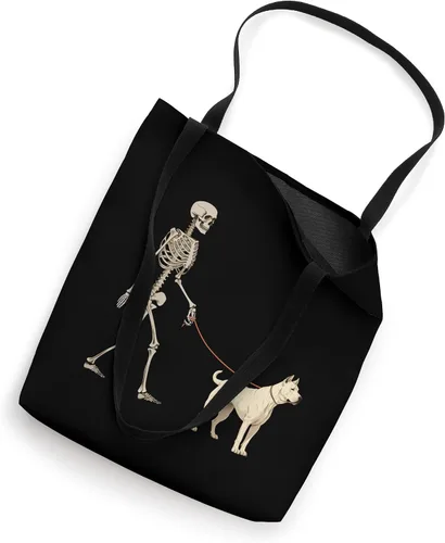 Vista 2 de Funny Dogo Argentino Skeleton Dog Walking Halloween Tote Bag