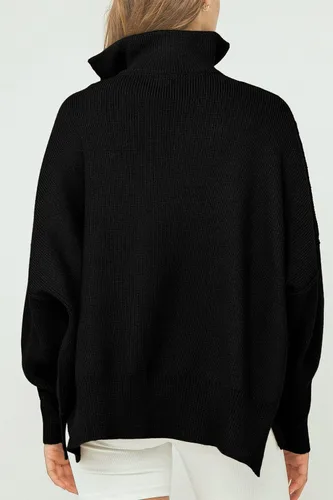 Vista 4 de PRETTYGARDEN Suéter de otoño de gran tamaño para mujer, casual, manga larga, con cremallera, cuello