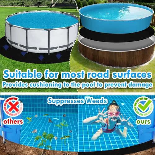 Vista 8 de Svepndic Almohadilla redonda gruesa de 10 pies para piscinas sobre el suelo, tapete de piscina sobre el suelo, tapete de piscina debajo del suelo
