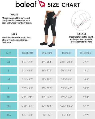Vista 6 de BALEAF Pantalones de ciclismo para mujer, con acolchado de licra 34, pantalones cortos de ciclismo de cintura alta para ciclismo, Negro