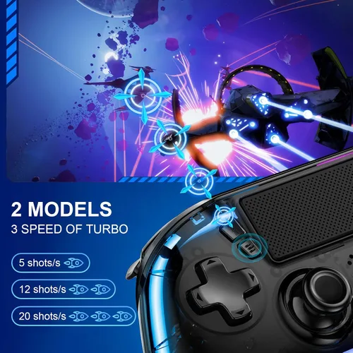 Vista 3 de BRHE Wireless PS4Controller with Hall Trigger Compatible with PS4SlimPro with Dual Vibration6-Axis Motion SensorRGB LED LightsProgramming Funtion