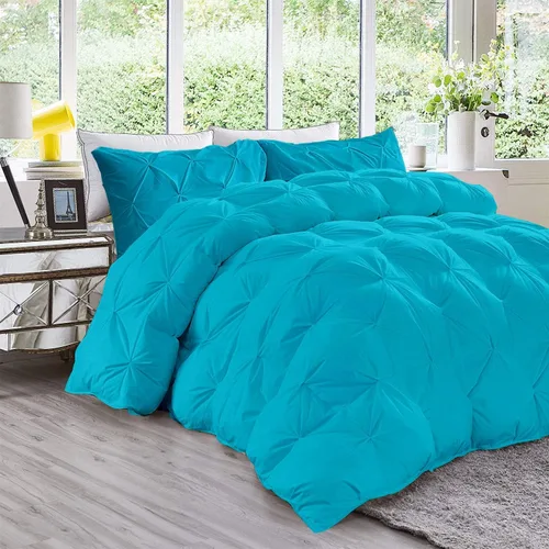 Vista 21 de Juego de edredón plisado de 3 piezas de 21.16 oz/m² para todas las estaciones (edredón + 2 fundas de almohada), relleno de edredón de algodón