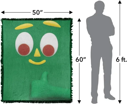 Vista 2 de LOGOVISION Manta Gumby, 50 x 60 pulgadas, tapiz tejido de cara grande, mezcla de algodón, manta con flecos
