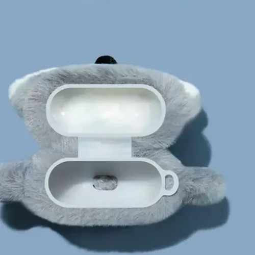 Vista 3 de Funda de piel esponjosa hecha a mano de dibujos animados de animales compatible con auriculares Airpods Pro, regalo Kawaii para niñas y niños