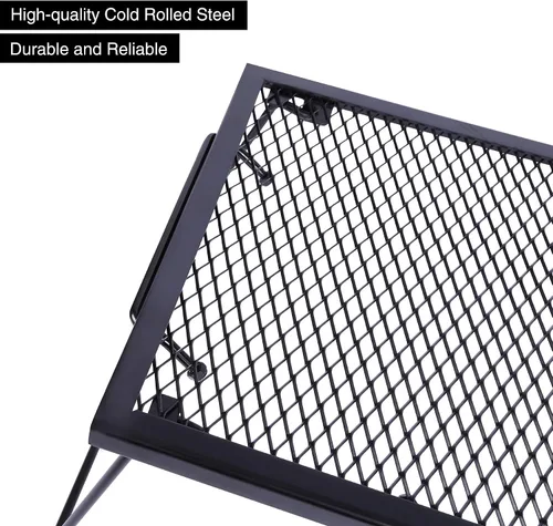 Vista 4 de REDCAMP Parrilla Plegable de Camping 2 en 1, Parrilla Plegable de Mesa para Cocina al Aire Libre con Fuego Descubierto para Acampar, Parrilla