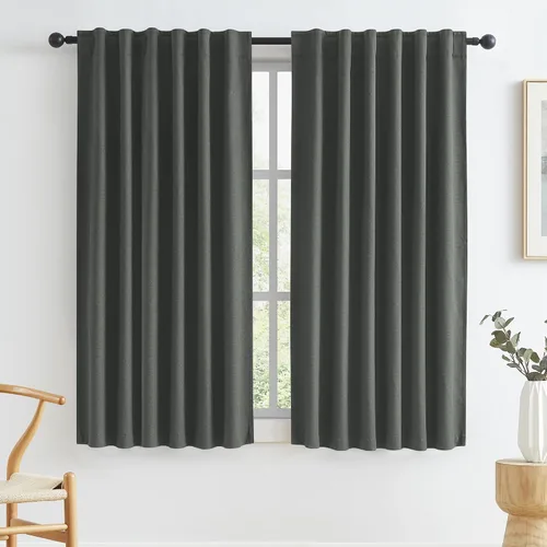Vista 9 de KEQIAOSUOCAI - Cortinas opacas naturales de 108 pulgadas de largo, cortinas modernas con pestaña trasera, paneles plisados para sistema de cortina