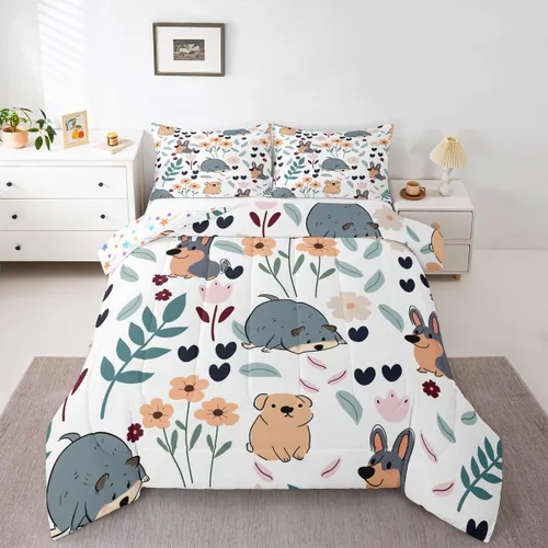 Vista 35 de Feelyou Juego de edredón de dibujos animados de gatos, juego de edredón de gatitos y flores, para niños, niñas, adolescentes, mascotas, gatos, juego