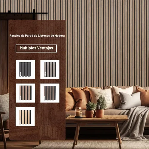 Vista 4 de NeatiEase Paquete de muestras de color de paneles de pared de madera, paneles de pared de listones acústicos para decoración de paredes interiores
