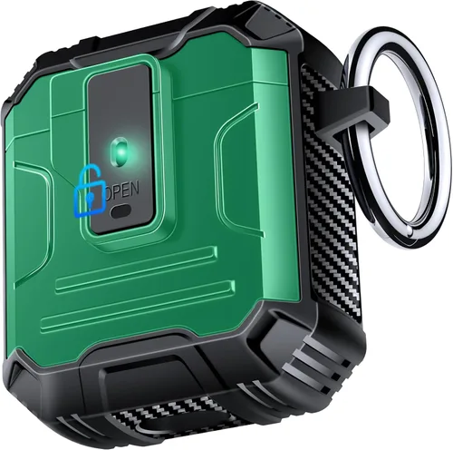 Vista 33 de Amoured AutoPOP - Funda para AirPods Pro de 1ª generación con cerradura y llavero, protección resistente de 360° y mecanismo de apertura de 1 clic
