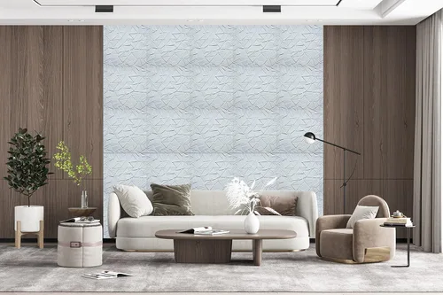 Vista 2 de Dundee Deco Paneles de pared 3D – Modernos azulejos rotos pintables de PVC blanco para decoración de pared interior, paquete de 5, cubre 13.5 pies