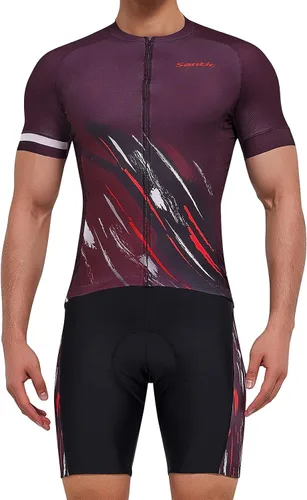 Vista 5 de Santic Maillot de ciclismo de manga corta para hombre ropa de bicicleta de carretera con relleno