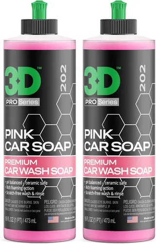 Vista 11 de 3D Jabón rosa para lavado de autos - pH equilibrado, fácil de enjuagar, jabón de coche sin arañazos, 16 onzas.
