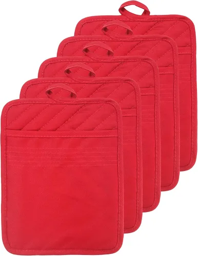 Vista 13 de Oven Pot Holder with Pocket Cotton Heat Resistant Coaster Potholder Kitchen Hot Pad Oven Mitts for Cooking and Baking Square 7"x9" (Aqua, Silicone)