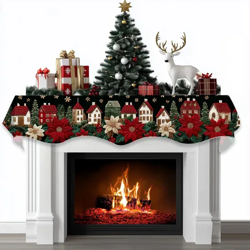 Vista 31 de BVBOX Bufanda Decorativa para Repisa de Chimenea Navideña, Cubierta Corredor para Repisa de Chimenea de Navidad e Invierno