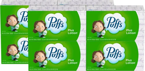 Vista 6 de Puffs Plus Lotion - Pañuelos faciales, cubo, 6 cajas (56 unidades cada una)