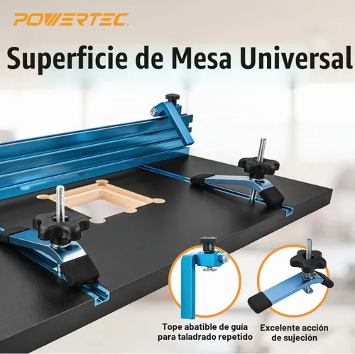 Vista 2 de POWERTEC Kit de Accesorios para Mesa de Taladro de Columna con Riel en T, Guía para Taladro de Columna de 14"x24", Escala Grabada con Láser