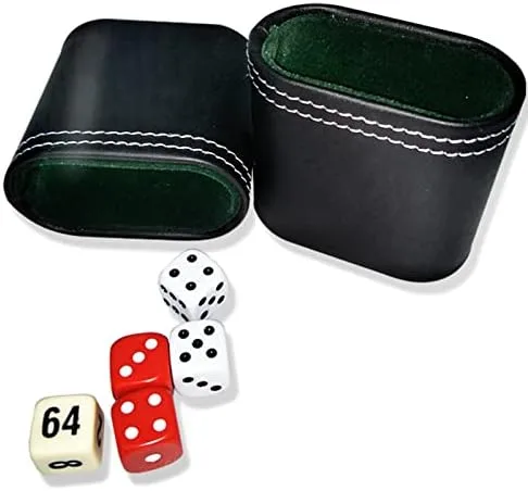Vista 3 de Taza de cuero para dados de cuero negro, taza agitadora de dados portátil sin dados silenciosa agitando taza de dados para bar, KTV, póquer