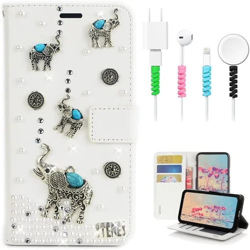 Vista 13 de Bling - Funda para teléfono móvil compatible con Samsung Galaxy S21 Ultra Case - Elegante - 3D hecha a mano libélula, con purpurina magnética