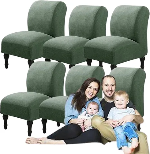 Vista 12 de Fundas elásticas para silla sin brazos, extraíbles y lavables, de elastano jacquard sin reposabrazos, protector de muebles para sala de estar, Verde