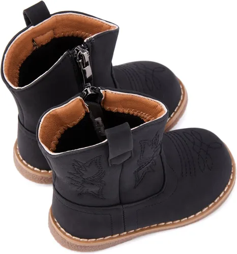 Vista 5 de BMCiTYBM Botas de bebé vaqueras para niño y niña, botas vaqueras occidentales para bebé, botas de vaquero para bebé con punta redonda, botas