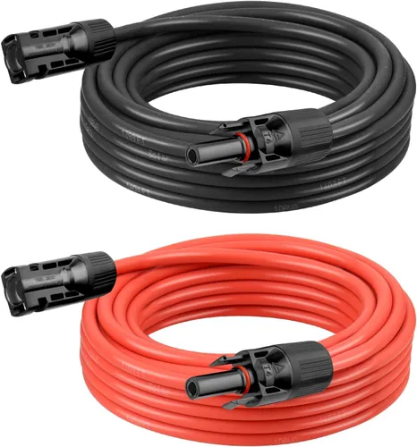 Vista 11 de Cable de Extensión Solar de 8 AWG 3 Pies Negro + 3 Pies Rojo, Cable de Panel Solar de Calibre 8 Macho a Hembra Alambre de Cobre Estañado para Panel