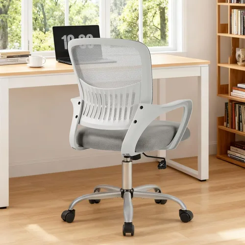 Vista 24 de Sweetcrispy Silla ejecutiva de gestión de oficina en casa, silla ergonómica de malla ajustable giratoria de escritorio para computadora con soporte