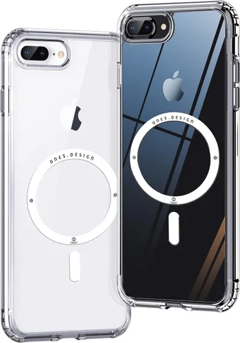 Vista 32 de ONES Funda delgada transparente para iPhone 8 Plus/7 Plus, PC + TPU híbrido, protección contra caídas de grado militar [antiamarillamiento], funda