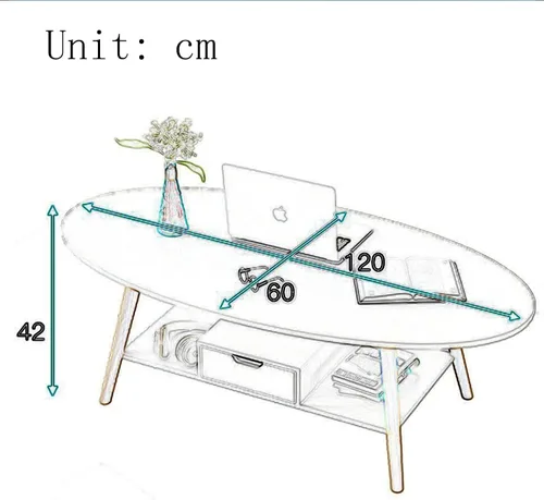 Vista 2 de IMPREC Mesa de sofá, mesa de centro en forma de gota de agua con estante de almacenamiento de 2 niveles, mesa de pared para sala de estar, comedor