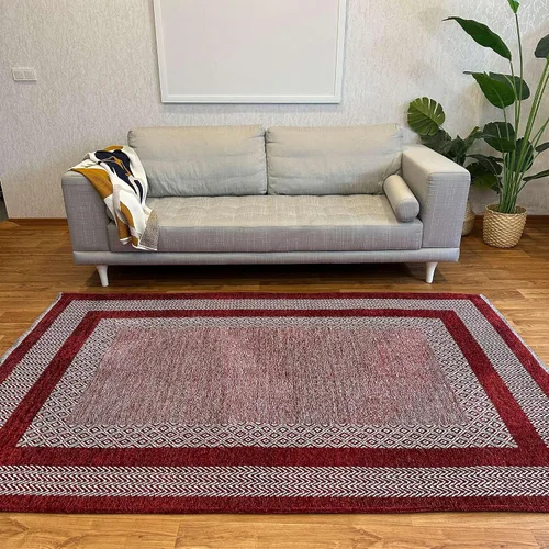Vista 4 de Alfombra de algodón lavable de 4 x 6 pulgadas, color rojo burdeos, para sala de estar, dormitorio, cocina
