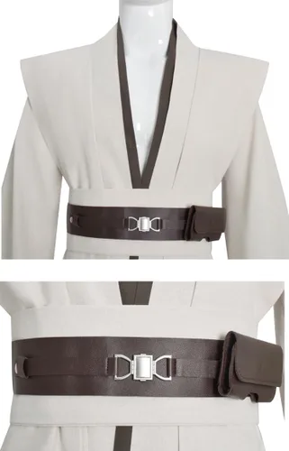Vista 7 de Disfraz de cosplay para hombre, túnica blanca con capucha, bata, uniforme de Halloween Conjunto completo blanco