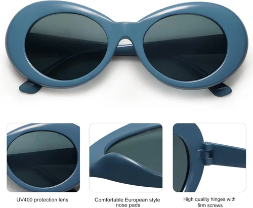 Vista 4 de SojoS Clout SJ2039, lentes de sol modelo ovalado de estilo clásico, inspirados en Kurt Cobain.