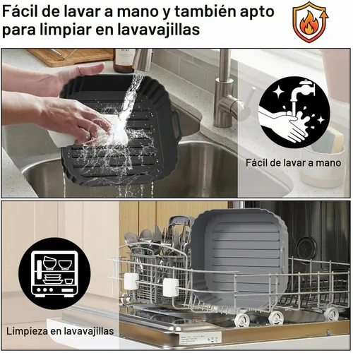 Vista 7 de Forros cuadrados de silicona para freidora de aire, paquete de 2, forros reutilizables de 8.5 pulgadas para freidora de aire de 5 a 6.5 cuartos