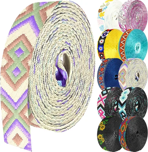 Vista 10 de 1.5 pulgadas Correa de nailon con patrón, correas de cinturón de nailon, correas para bolso, correas para mochila, cinturón de nailon