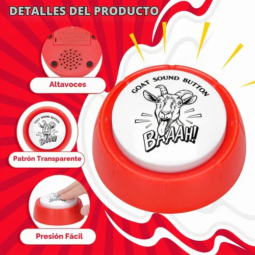 Vista 3 de Botón de sonido de cabra gritando para diversión de escritorio, botón de broma con sonido de cabra, perfecto para oficina, hogar, regalo de broma