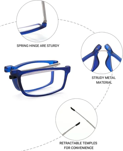 Vista 4 de LUFF Folding Reading Glasses Men Women, Anti Blue Light Readers With Case Compact Foldable Easy to Carry Portable Pocket Eyeglasses