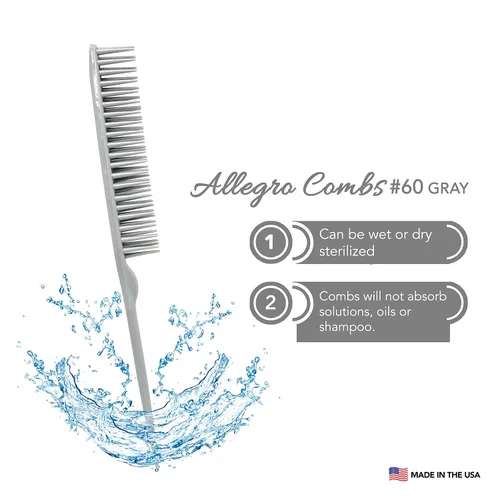 Vista 7 de Allegro Combs Peines de peluquería para peluquería de peluquería de 3 filas para cabello natural y pelucas para cabello rizado, fabricados