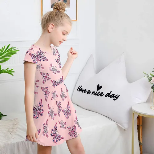 Vista 4 de V.&GRIN Vestido de niña suave de manga larga floral twirly casual y vestido de fiesta para niños pequeños de 2 a 8 años