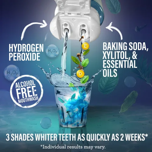 Vista 2 de GuruNanda Enjuague bucal blanqueador Oxyburst Dual Barrel con aceite de coco, aceites esenciales y vitaminas D3 E K2 para blanquear los dientes