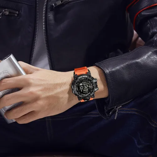 Vista 2 de Reloj digital multifunción para hombre, reloj electrónico, impermeable, con alarma, deportes